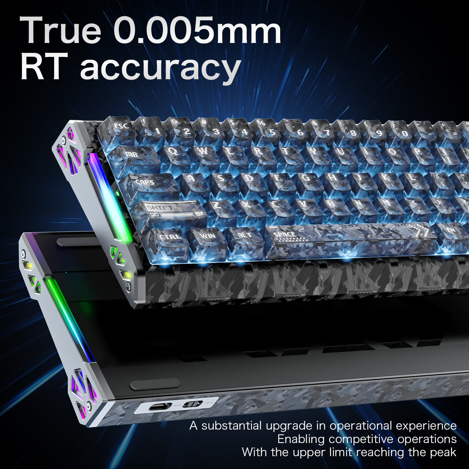 Keyboard Gaming Transparent - ATTACK SHARK R68HE Wired Keyboard, Carbon