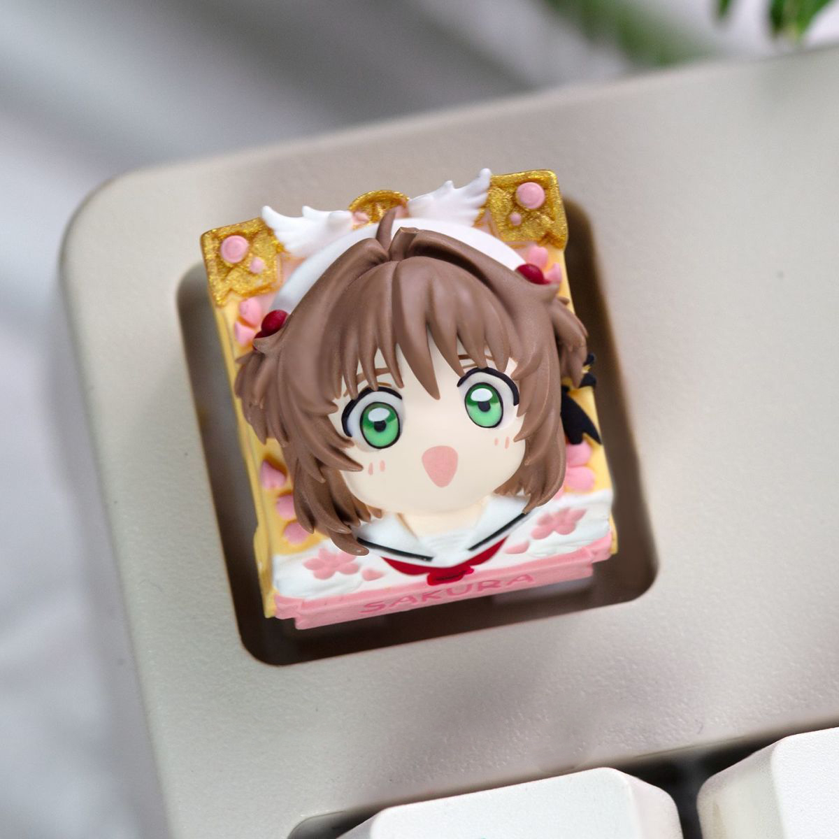 Gaming Keyboard Hand - Anime Sakura Keycaps Hand-made Resin Keycap