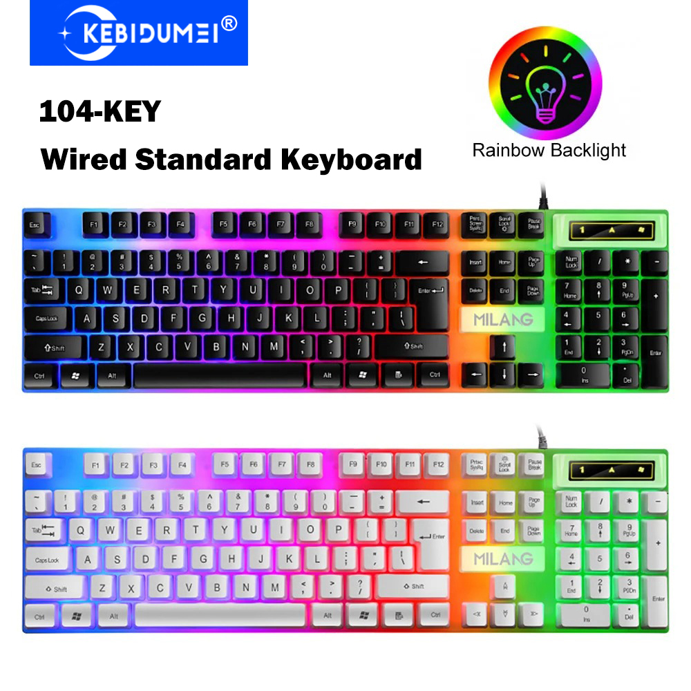 Gaming Keyboard Blue Switches - KEBIDUMEI USB Wired Keyboard RGB Backlit