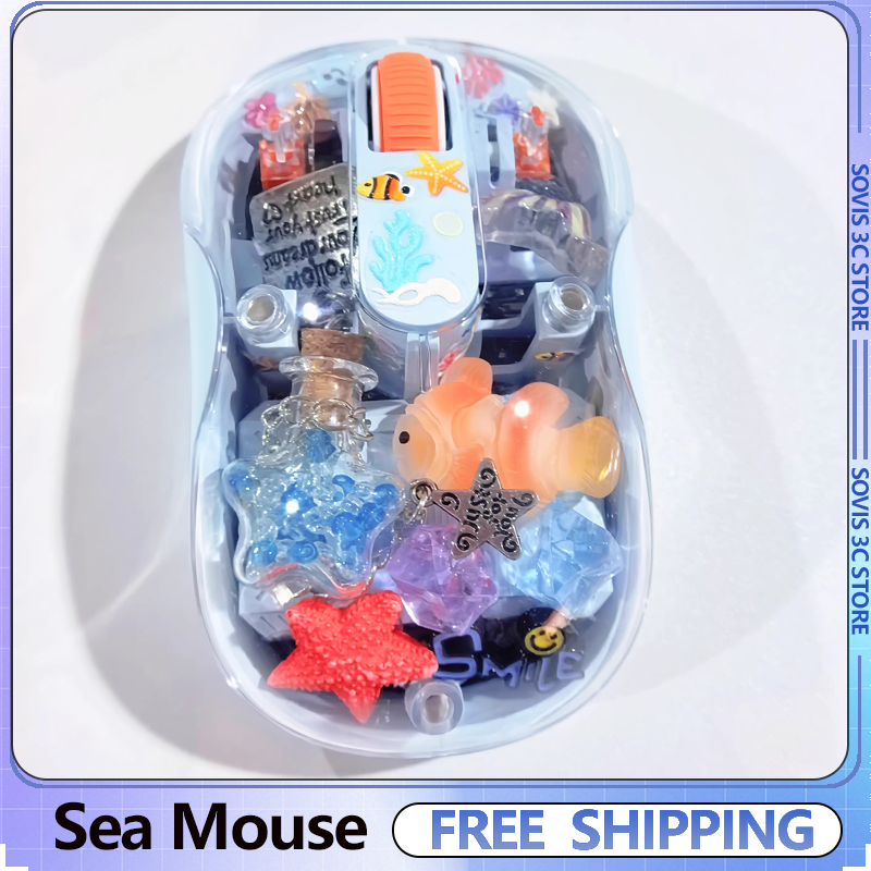 Keyboard Gaming Transparent - Whale/Starfish Handmade Transparent 3D Mouse Ocean-Themed