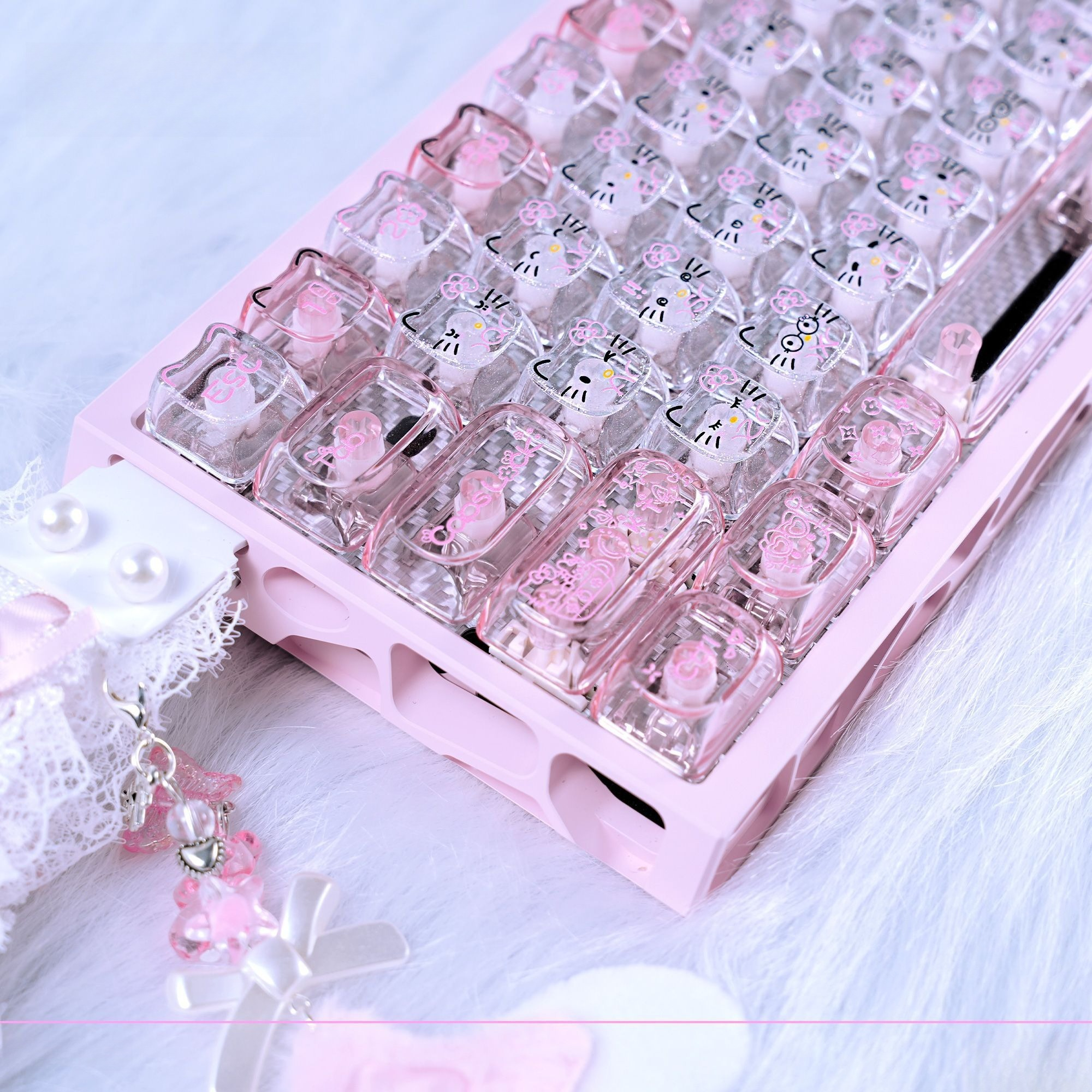 Anime Sanrio Hello Kitty Trans - Keyboard Gaming Transparent avaliação e preço
