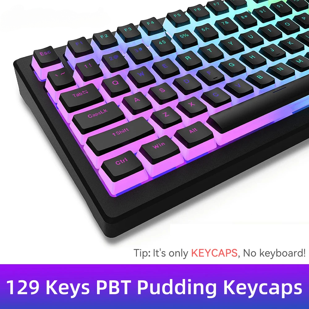 New Pudding PBT Keycaps 129 Ke - Gaming Keyboard Blue Switches avaliação e preço