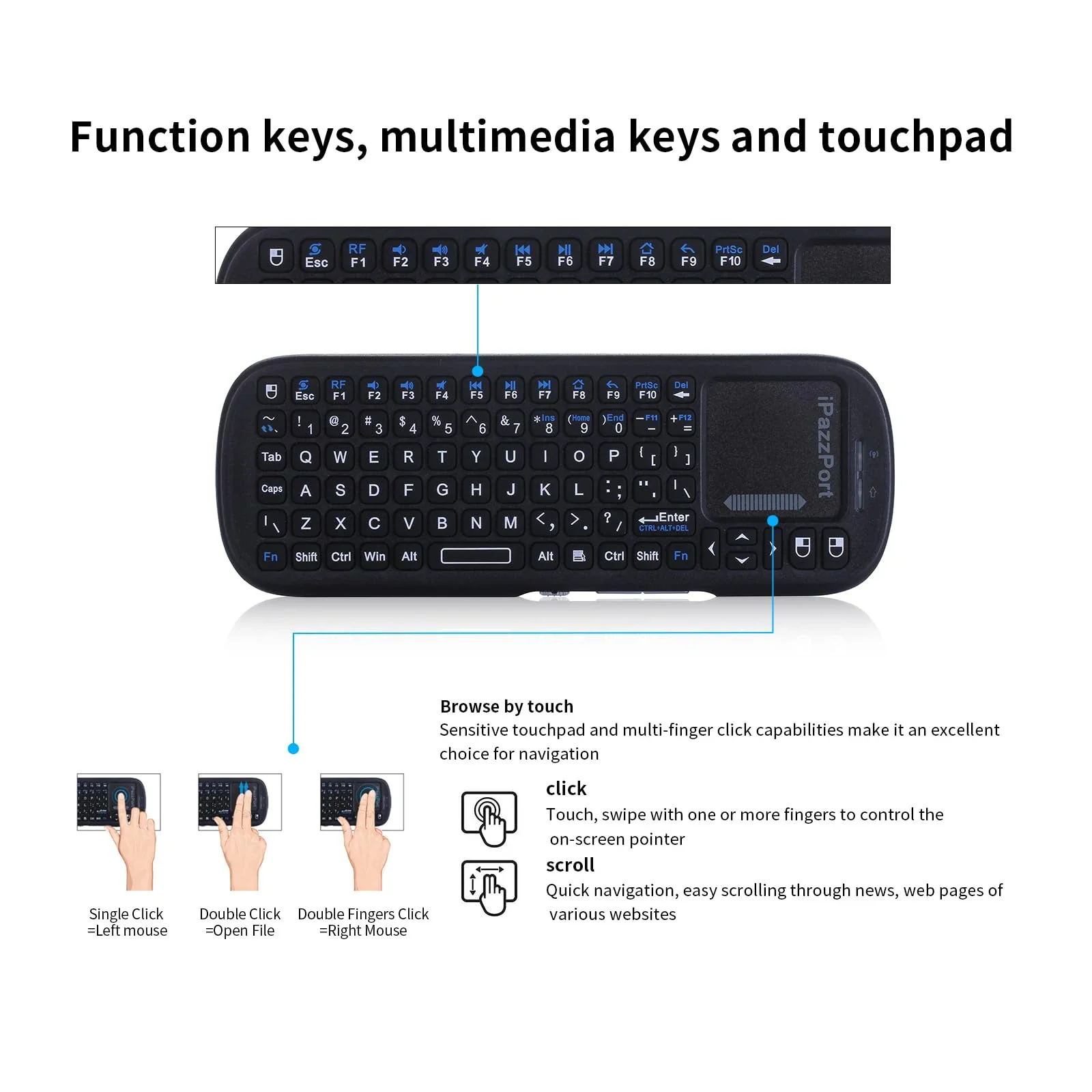 iPazzPort Mini Bluetooth＆ 2.4G - Gaming Keyboard Non Mechanical avaliação e preço