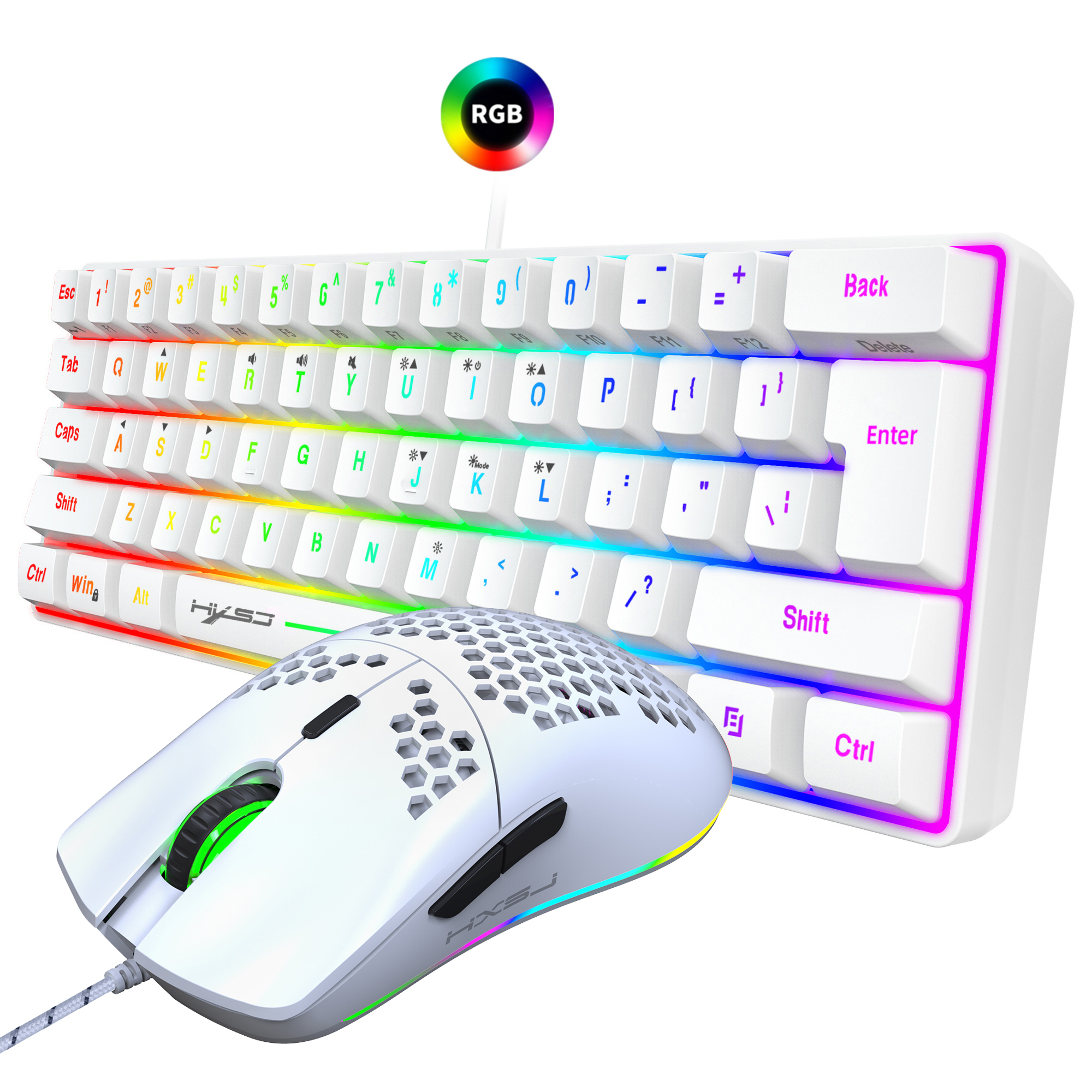 Hot selling HXSJ 61 keys V700  - Gaming Keyboard Mouse Set avaliação e preço