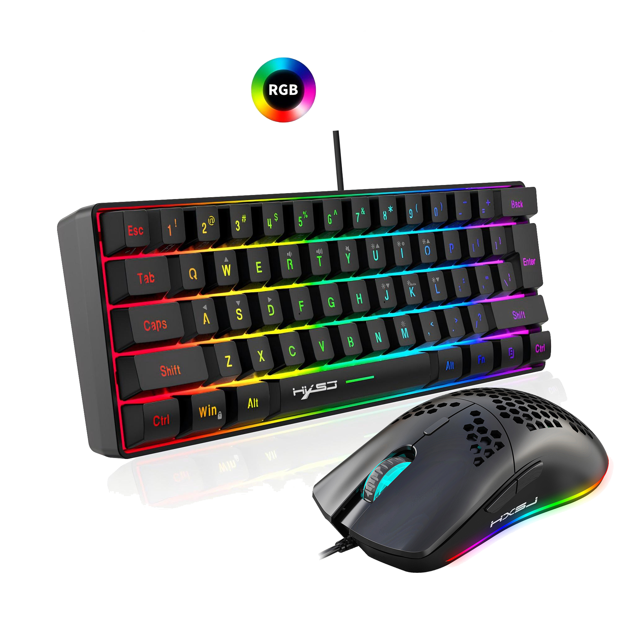 Hot selling HXSJ 61 keys V700  - Gaming Keyboard Mouse Set avaliação e preço