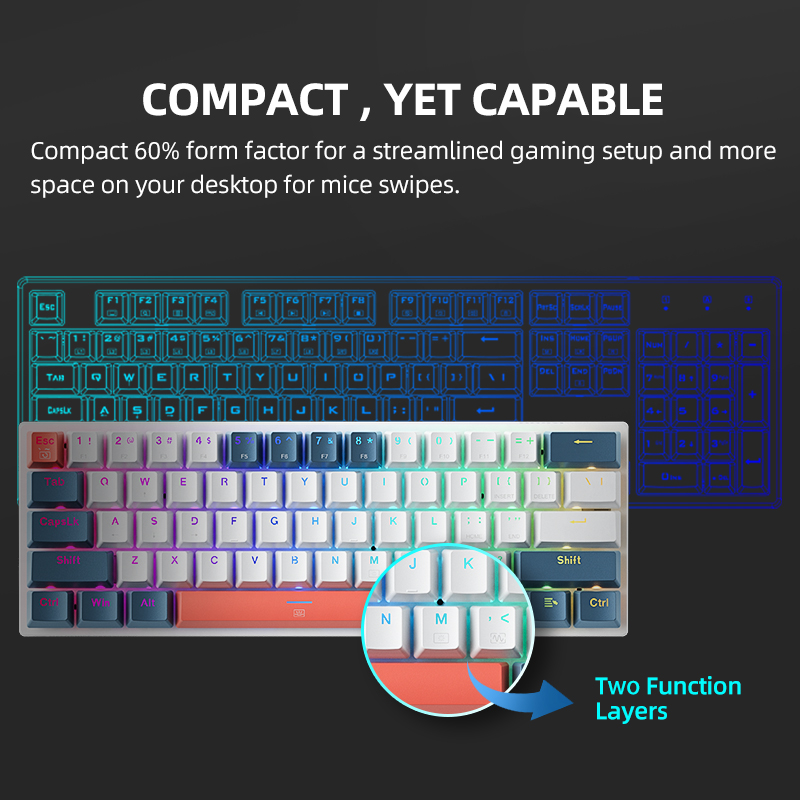 K500-B61 Machenike Mini Mechan - Gaming Keyboard Blue Switches avaliação e preço