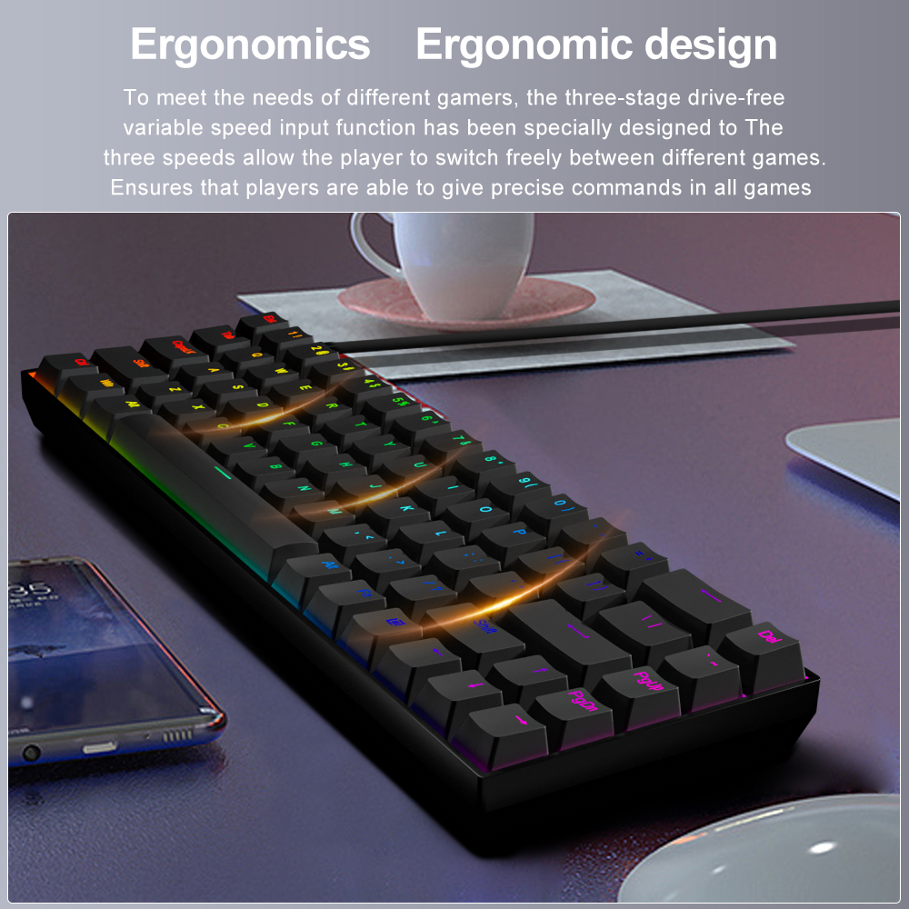 E-YOOSO Z686 RGB USB 60% Mini  - Gaming Keyboard Blue Switches avaliação e preço