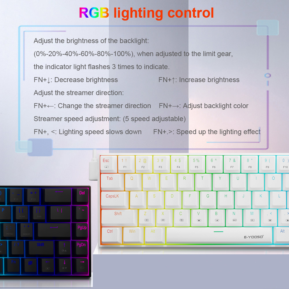 E-YOOSO Z686 RGB USB 60% Mini  - Gaming Keyboard Blue Switches avaliação e preço