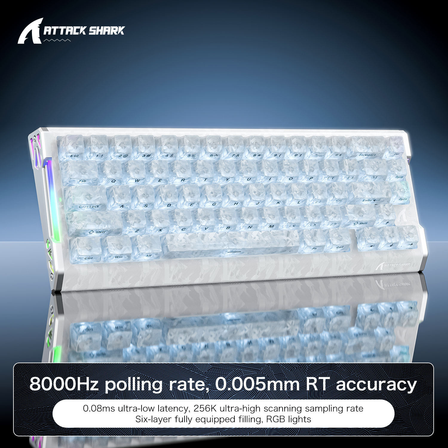 ATTACK SHARK R68HE Wired Keybo - Keyboard Gaming Transparent avaliação e preço