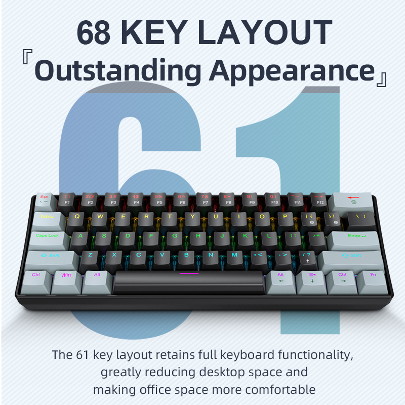 APAYADO K61 Mini Mechanical Ke - Gaming Keyboard Blue Switches avaliação e preço