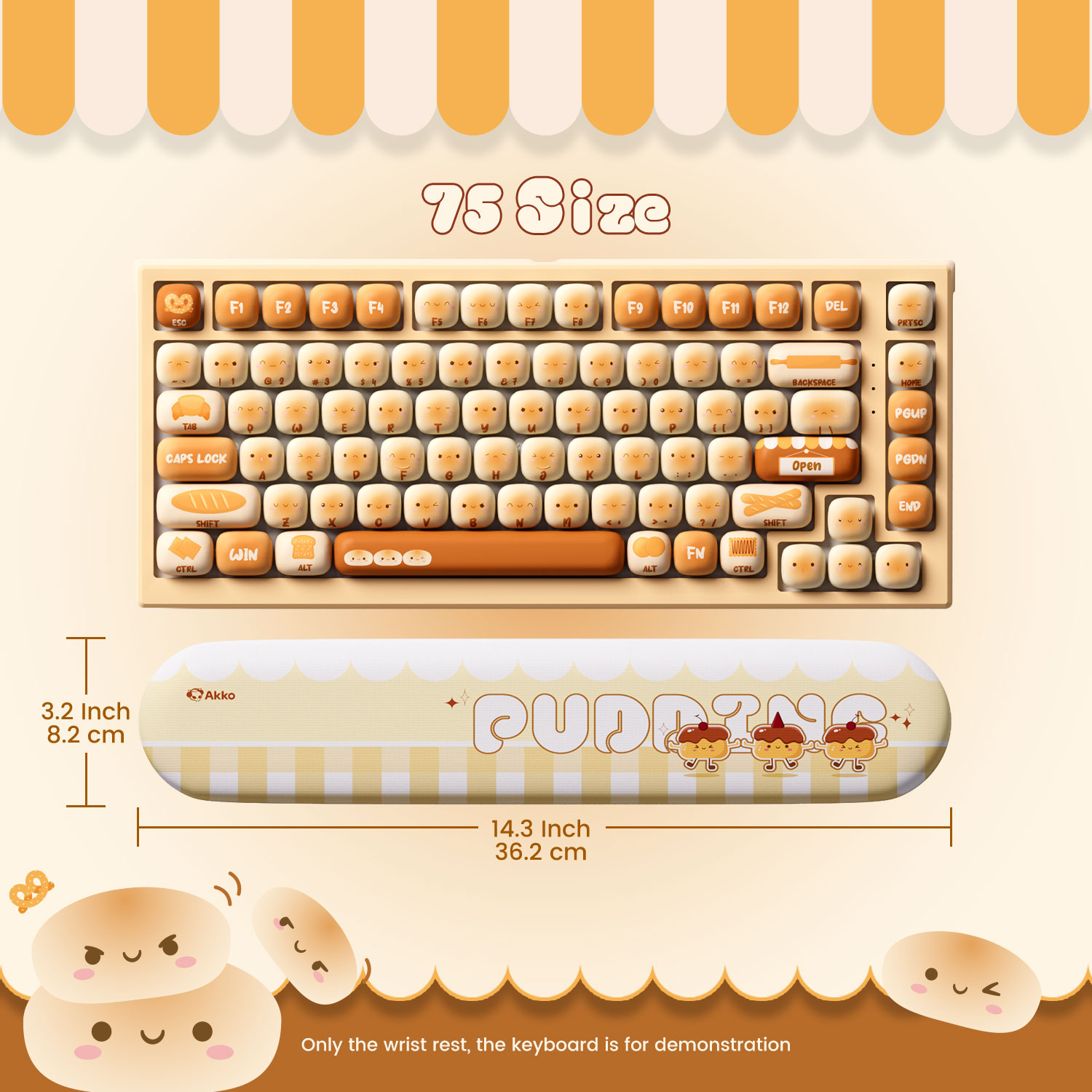 Akko Pudding Buns Keyboard Wri - Gaming Keyboard Hand avaliação e preço