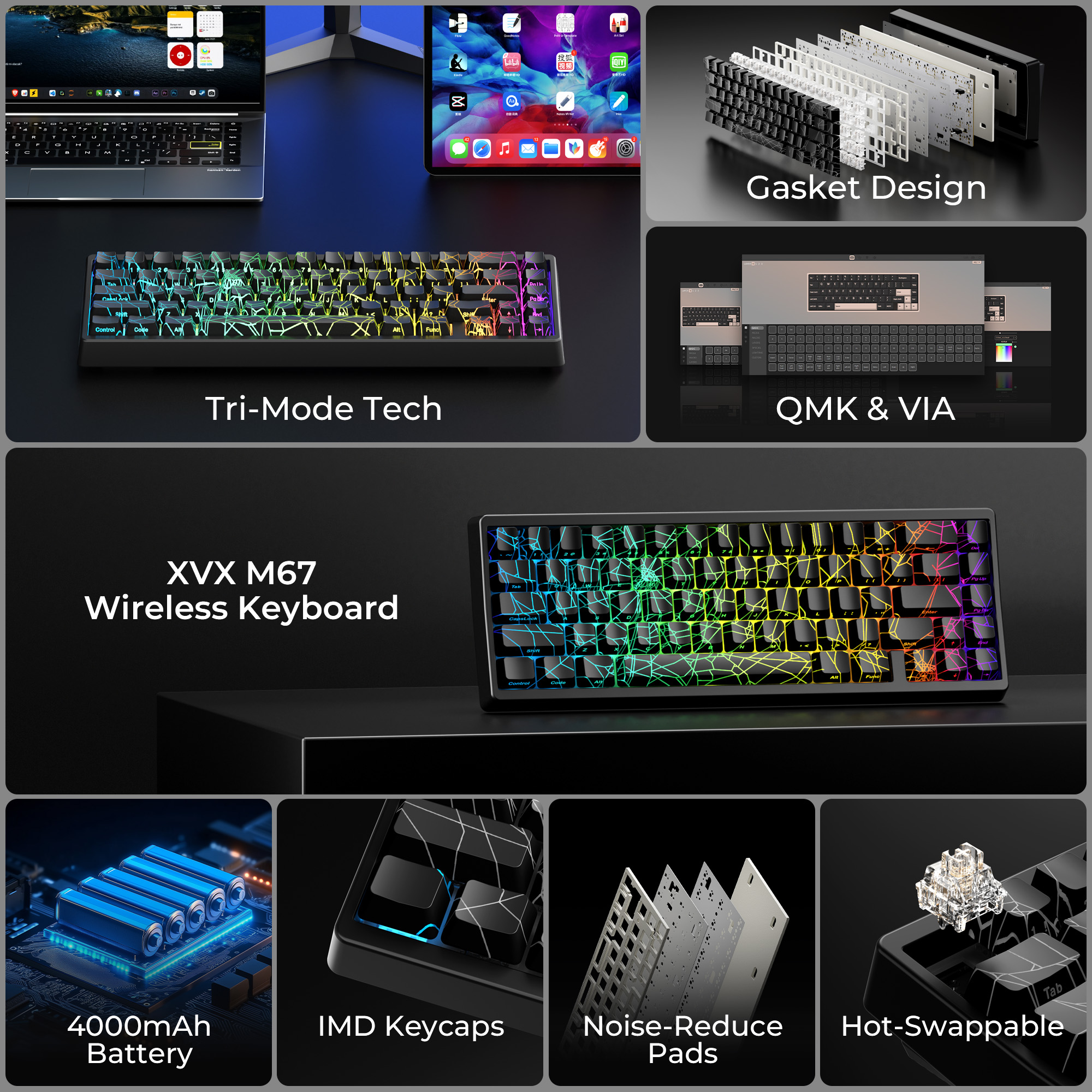XVX M67 60% Percent Keyboard W - Gaming Keyboard Thocky avaliação e preço