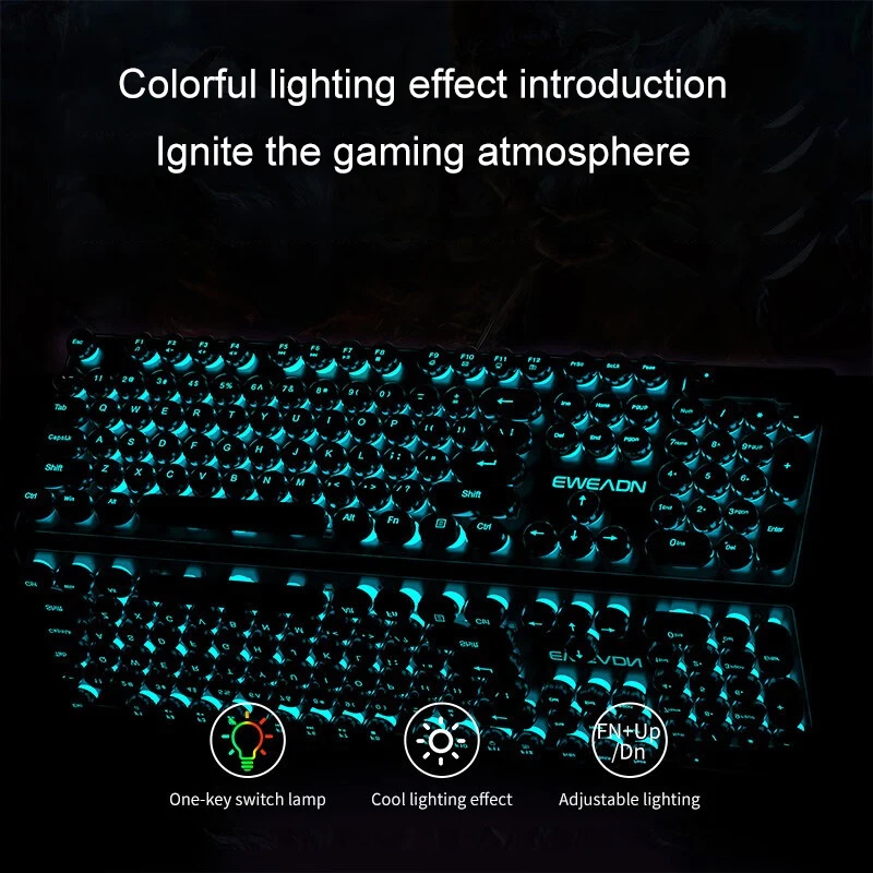 Retro Punk Mechanical Feel Key - Gaming Keyboard Mouse Set avaliação e preço