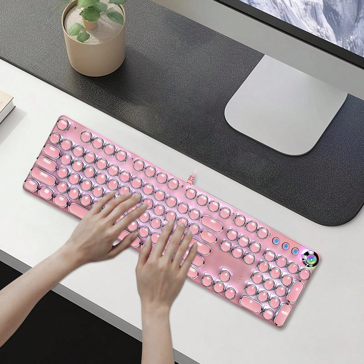 Typewriter Style Mechanical Ga - Gaming Keyboard Blue Switches avaliação e preço
