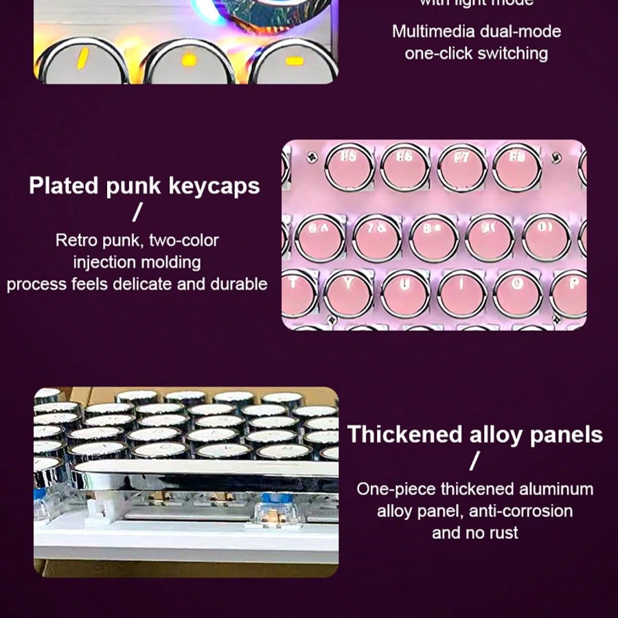 Typewriter Style Mechanical Ga - Gaming Keyboard Blue Switches avaliação e preço