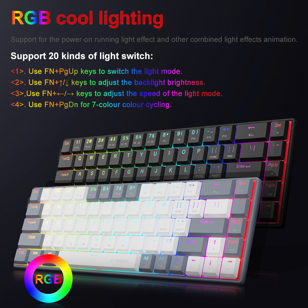 E-YOOSO A68 RGB Mini Slim USB  - Gaming Keyboard E Yooso avaliação e preço