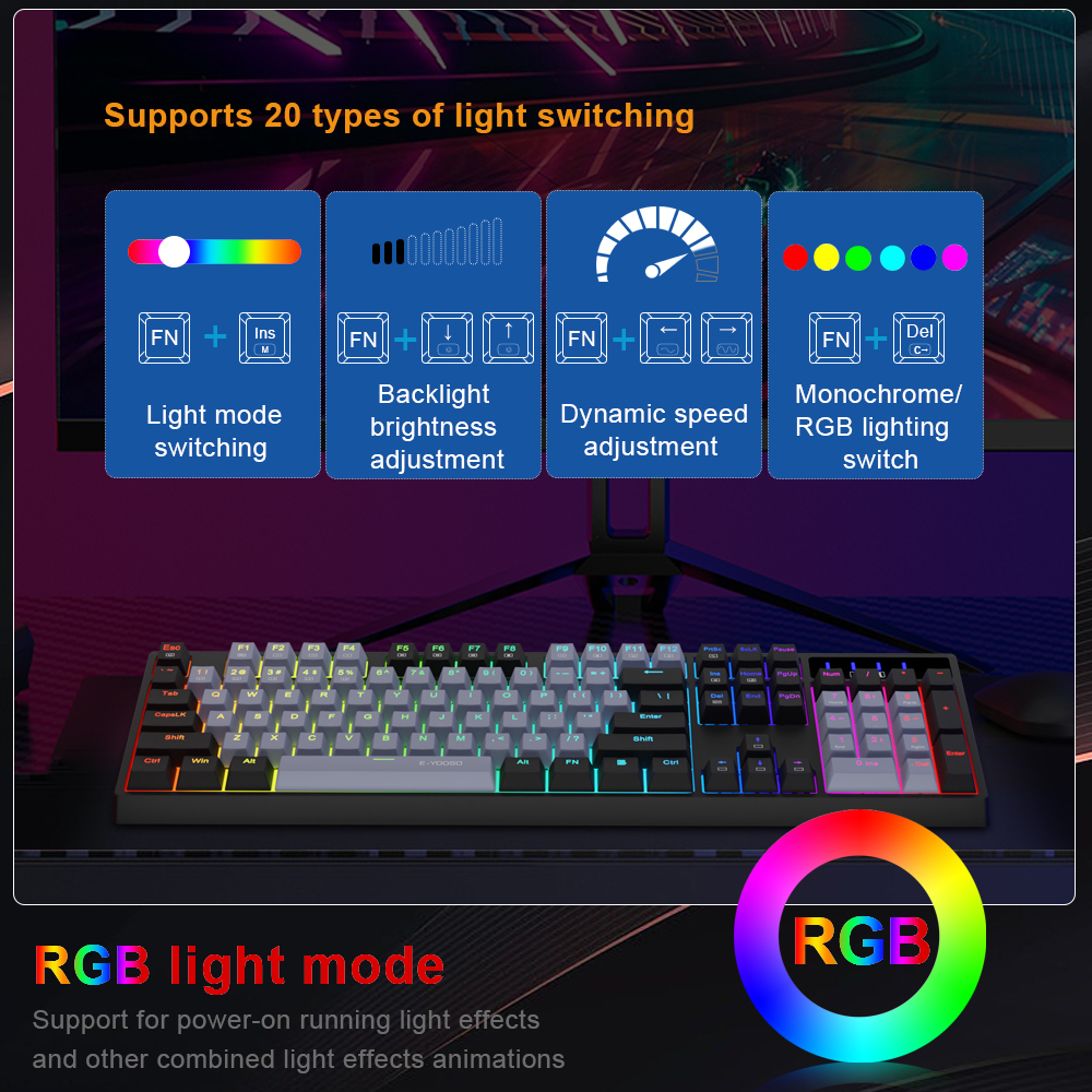 E-YOOSO Z14 RGB USB Mechanical - Gaming Keyboard E Yooso avaliação e preço