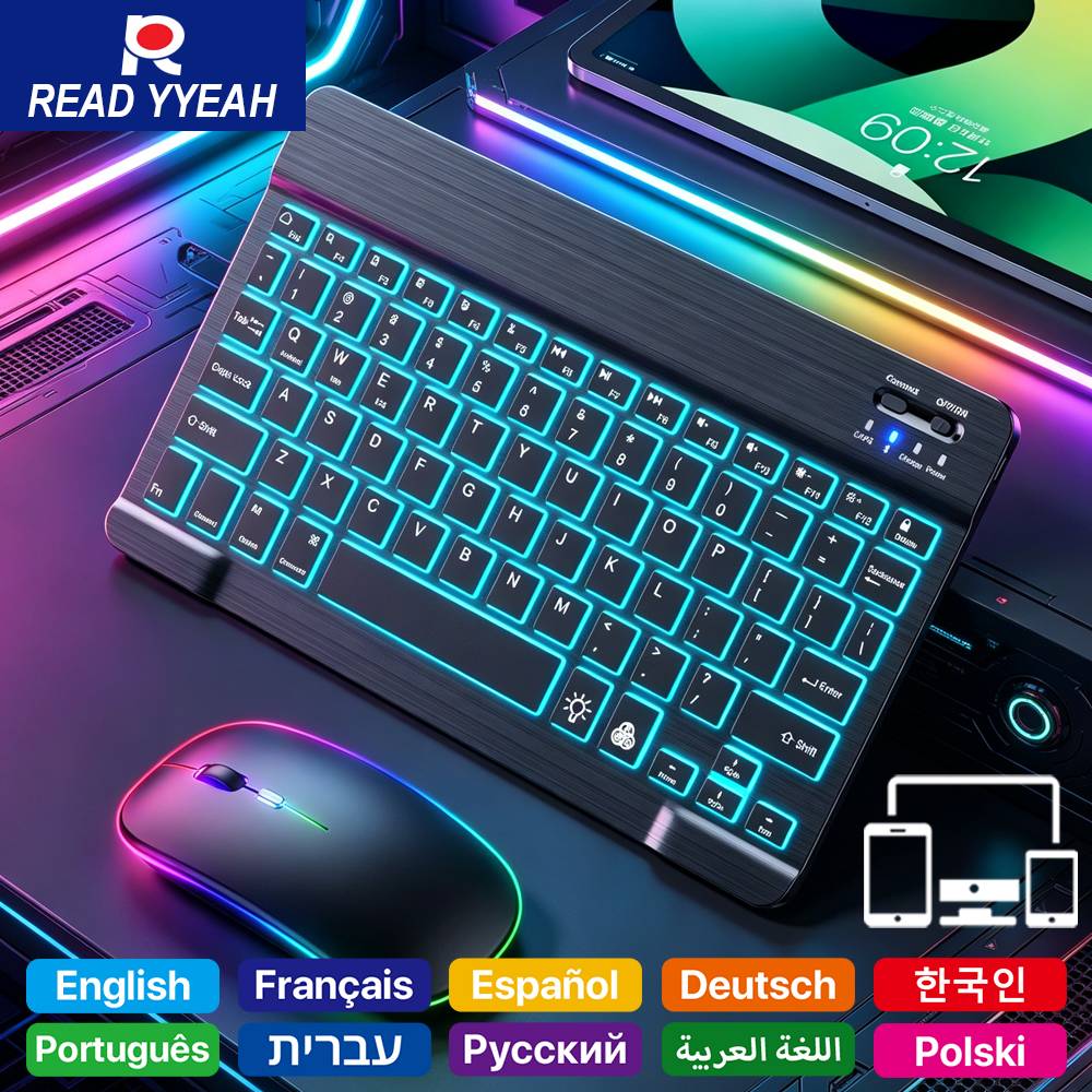 READ YYEAH RGB Backlit Bluetoo - Gaming Keyboard Mouse Set avaliação e preço