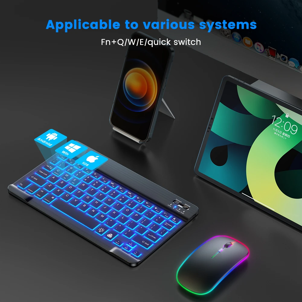 READ YYEAH RGB Backlit Bluetoo - Gaming Keyboard Mouse Set avaliação e preço
