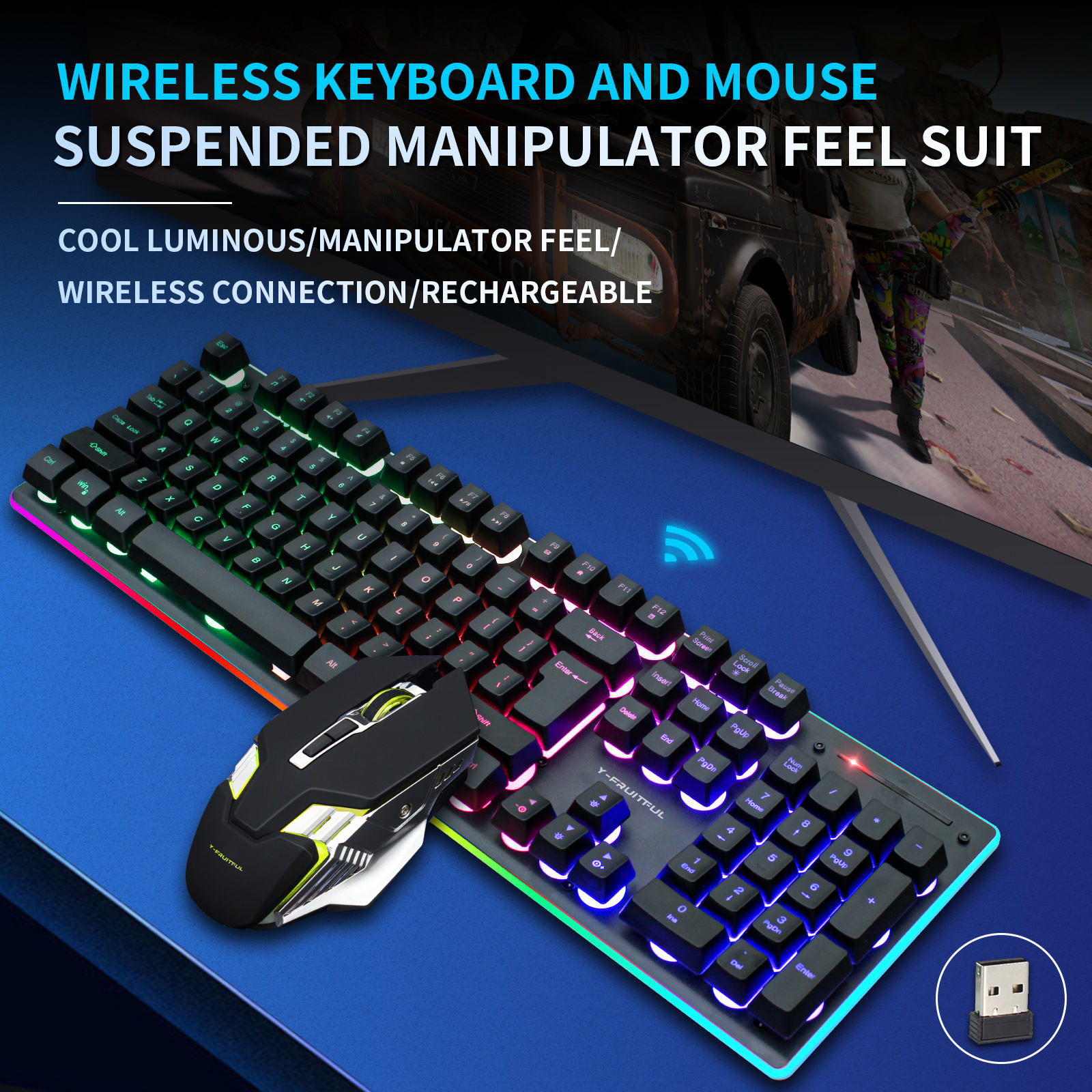 104 Keys RGB Computer Wireless - Gaming Keyboard And Mouse Combo Wireless avaliação e preço