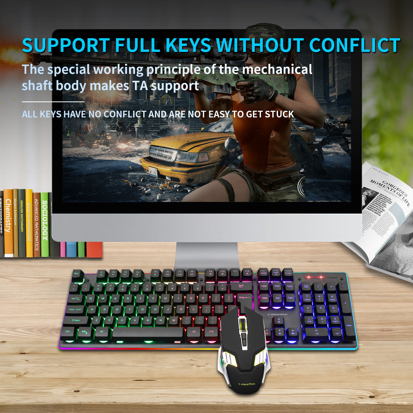 104 Keys RGB Computer Wireless - Gaming Keyboard And Mouse Combo Wireless avaliação e preço