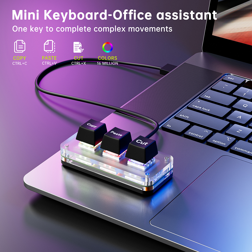 Mini 3-Key Cut Copy Paste Ctrl - Gaming Keyboard Mini avaliação e preço