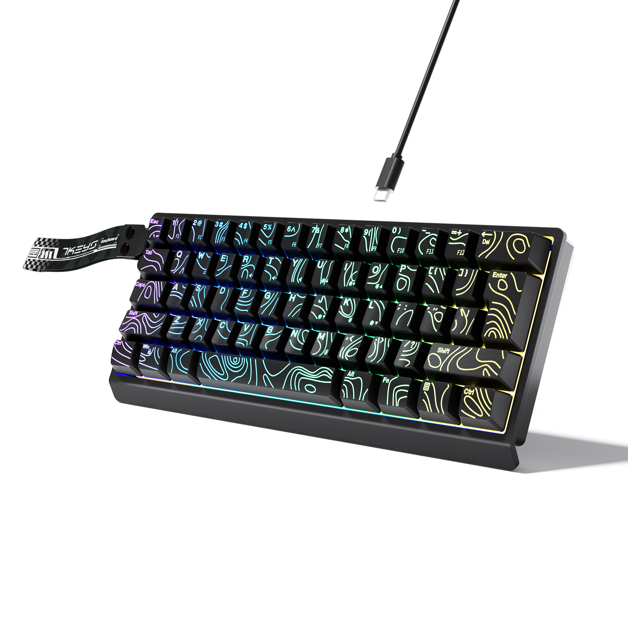 60% compact wired keyboard wit - Gaming Keyboard Blue Switches avaliação e preço