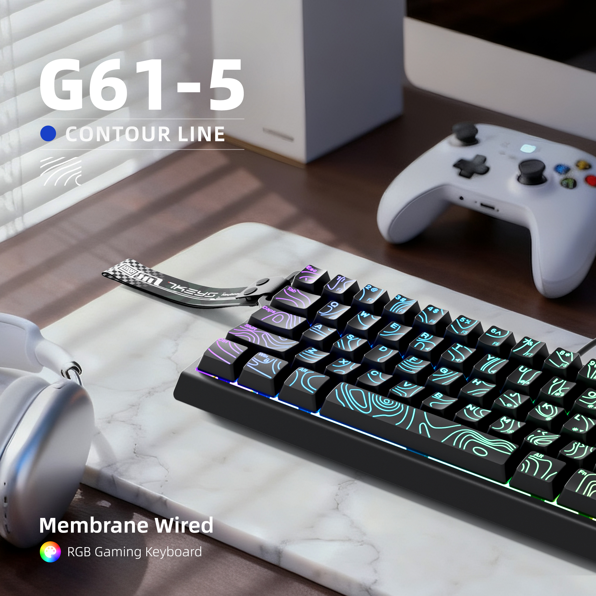 60% compact wired keyboard wit - Gaming Keyboard Blue Switches avaliação e preço