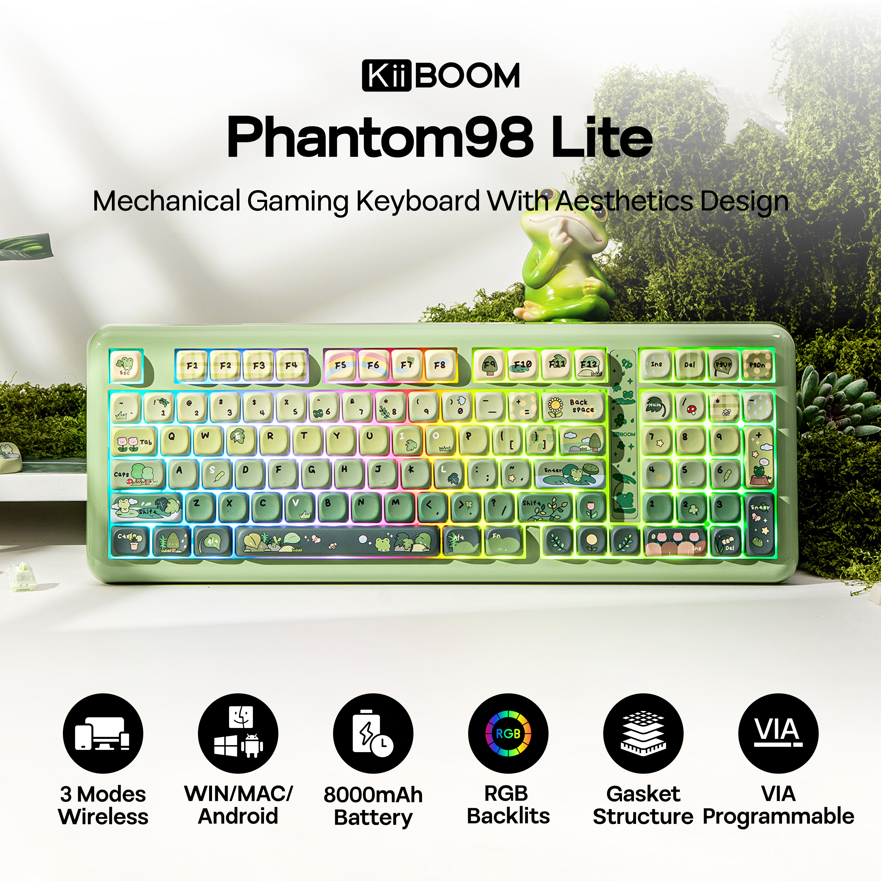 KiiBOOM Phantom98 Lite 96% ANS - Gaming Keyboard Types avaliação e preço