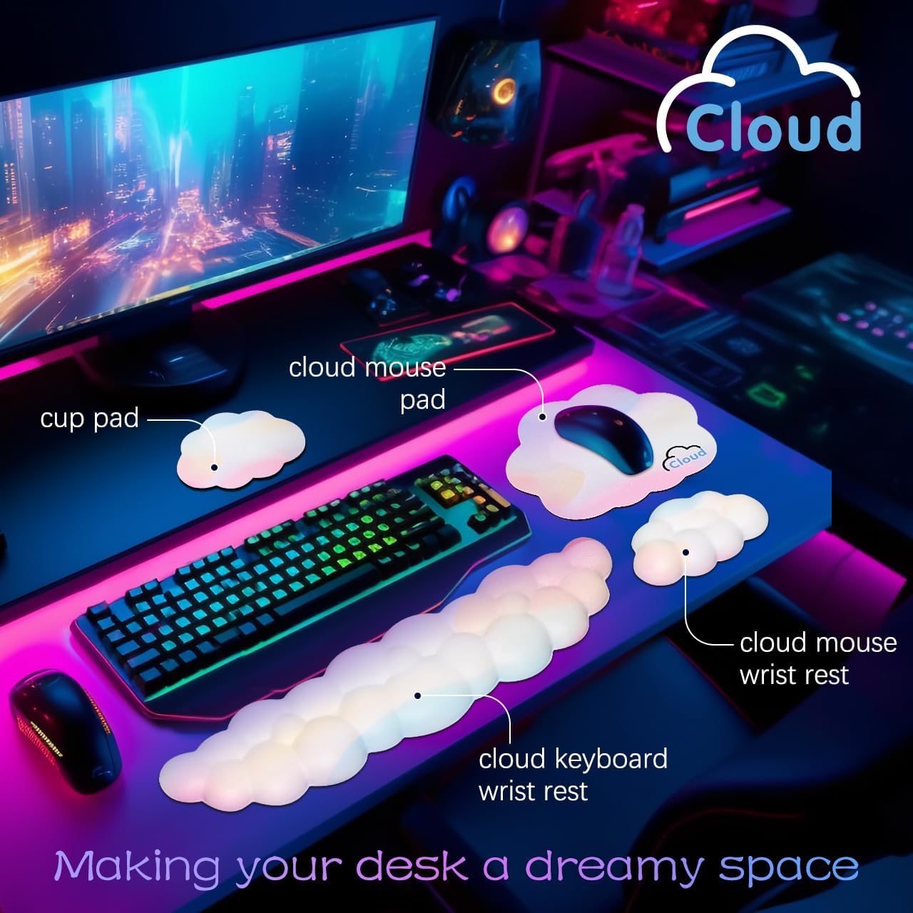 Ergonomic Cloud Wrist Rest wit - Gaming Keyboard Types avaliação e preço