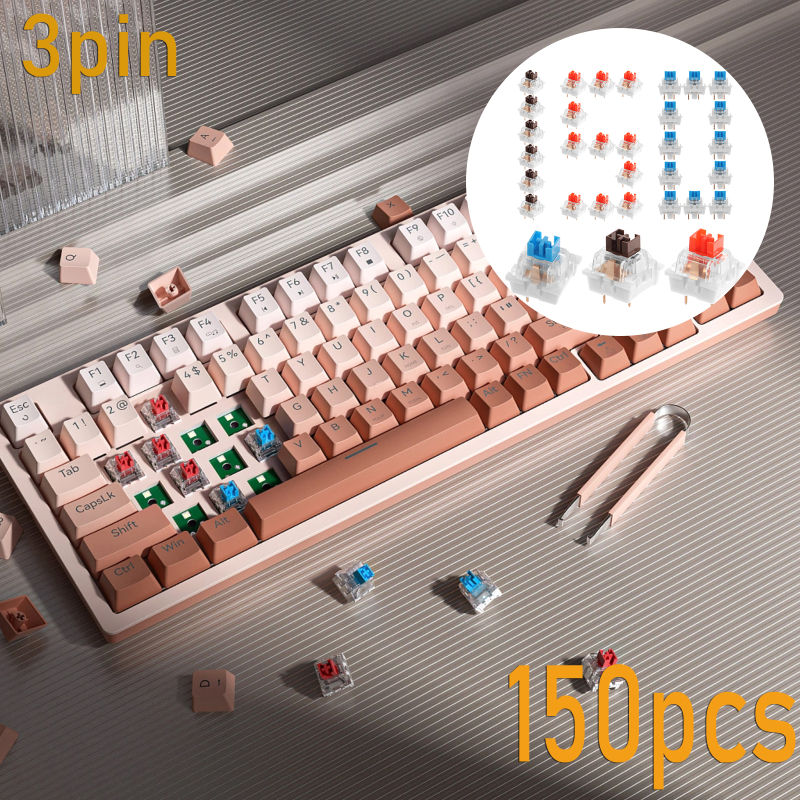 150Pcs Switch Replacement 3 PI - Gaming Keyboard Types avaliação e preço