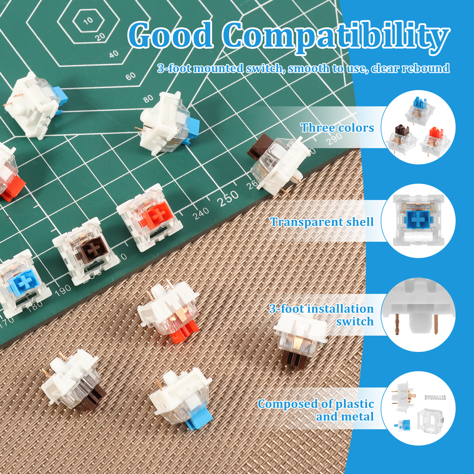 150Pcs Switch Replacement 3 PI - Gaming Keyboard Types avaliação e preço
