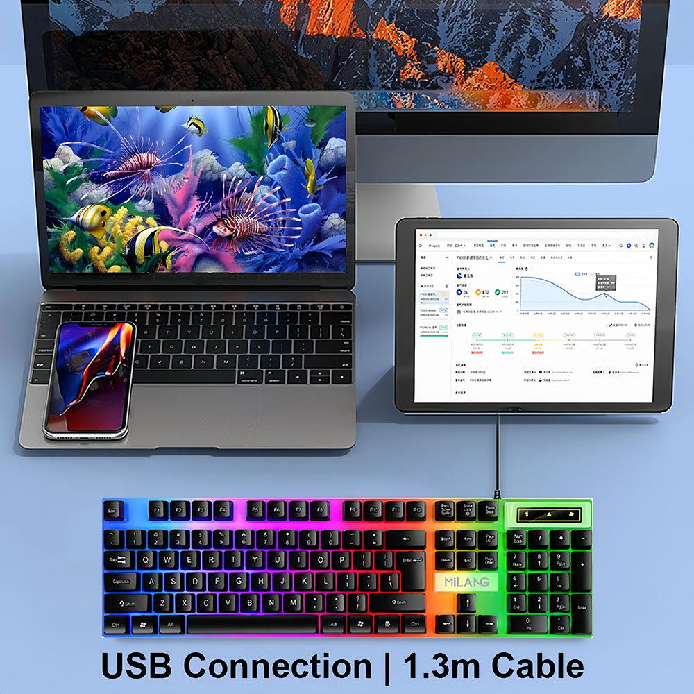 KEBIDUMEI USB Wired Keyboard R - Gaming Keyboard Blue Switches avaliação e preço