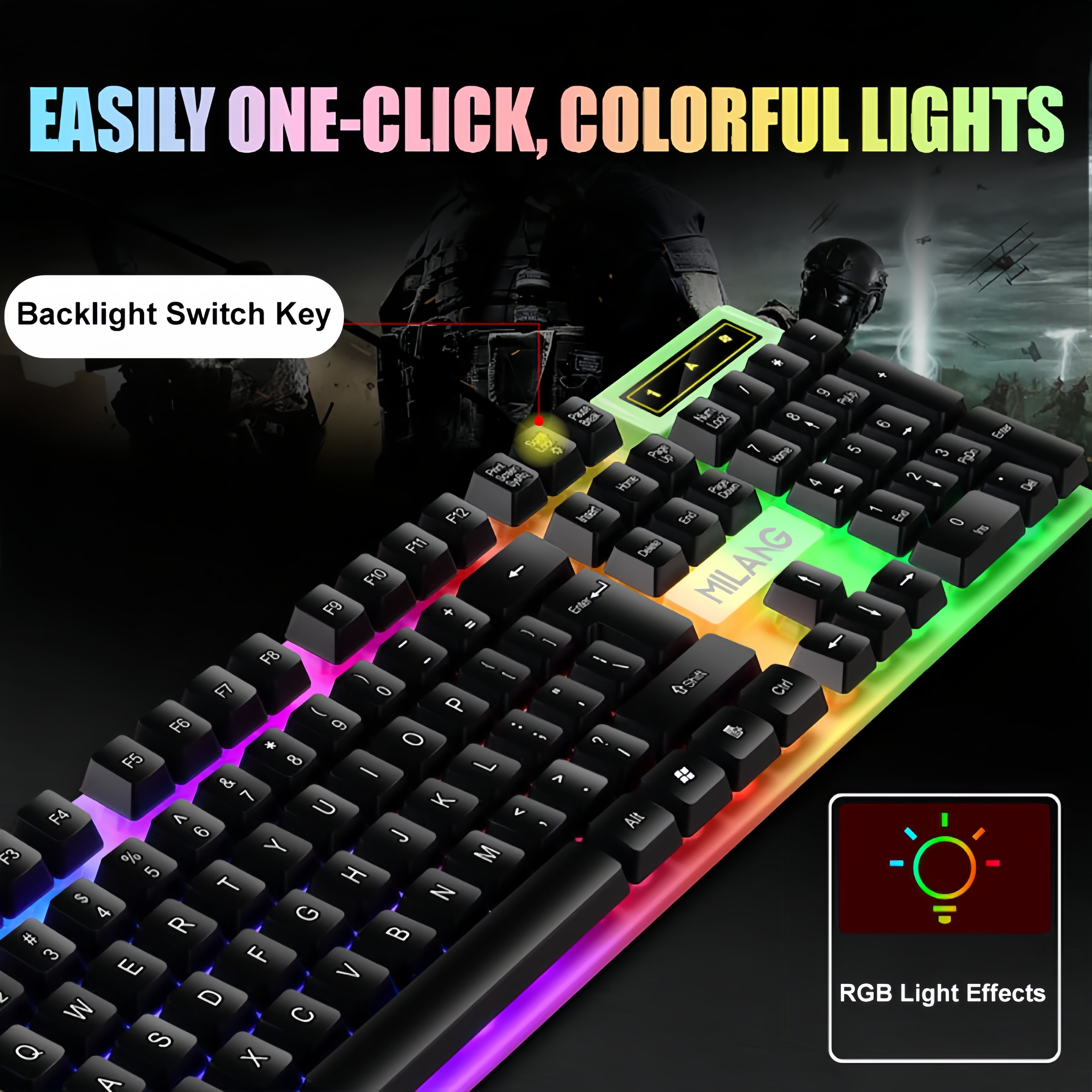 KEBIDUMEI USB Wired Keyboard R - Gaming Keyboard Blue Switches avaliação e preço