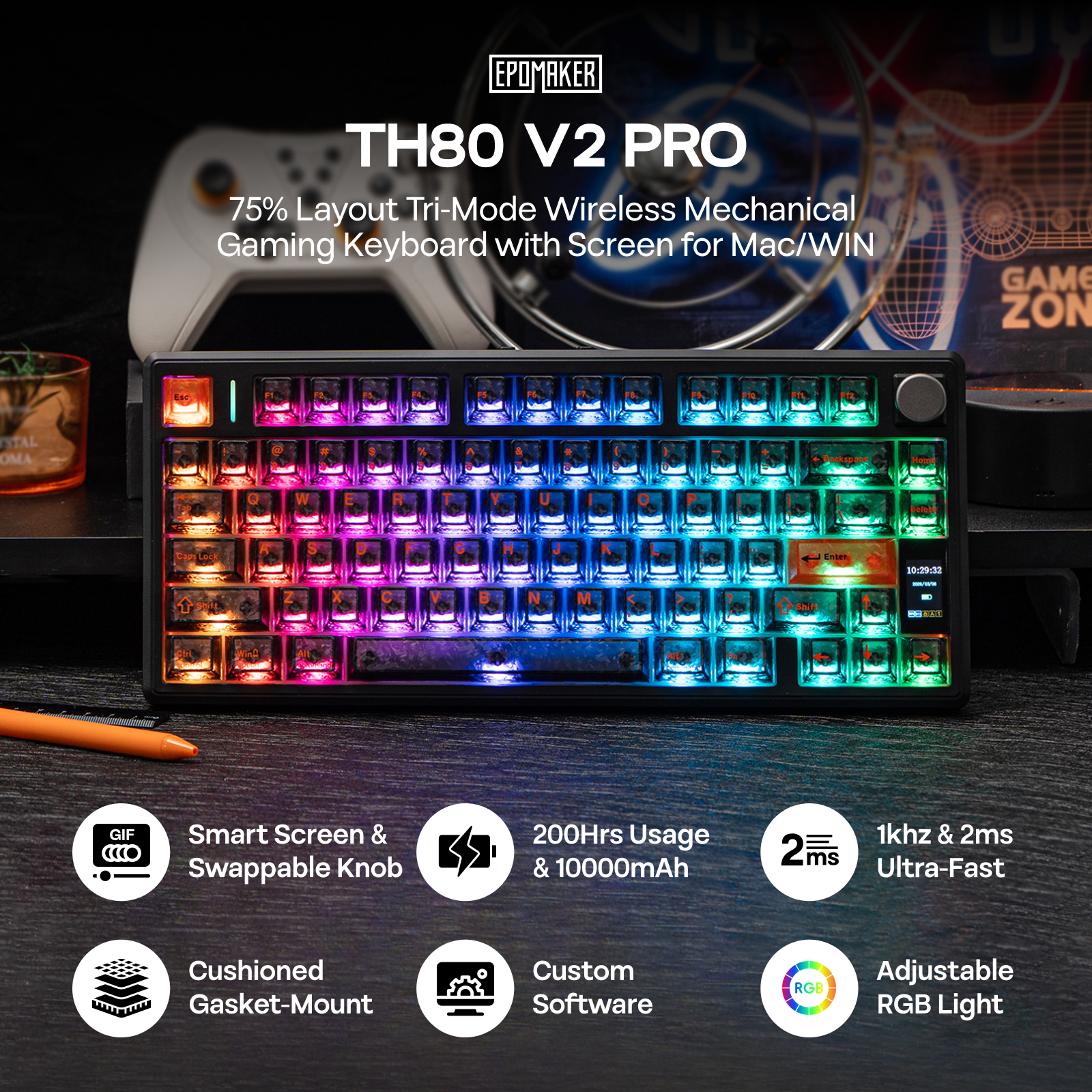 EPOMAKER TH80 V2 PRO 75% ANSI  - Hot Swap Pcb avaliação e preço