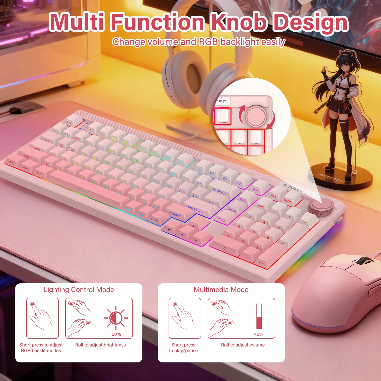 E-YOOSO 98-Key Wired Tri-mode  - Gaming Keyboard E Yooso avaliação e preço
