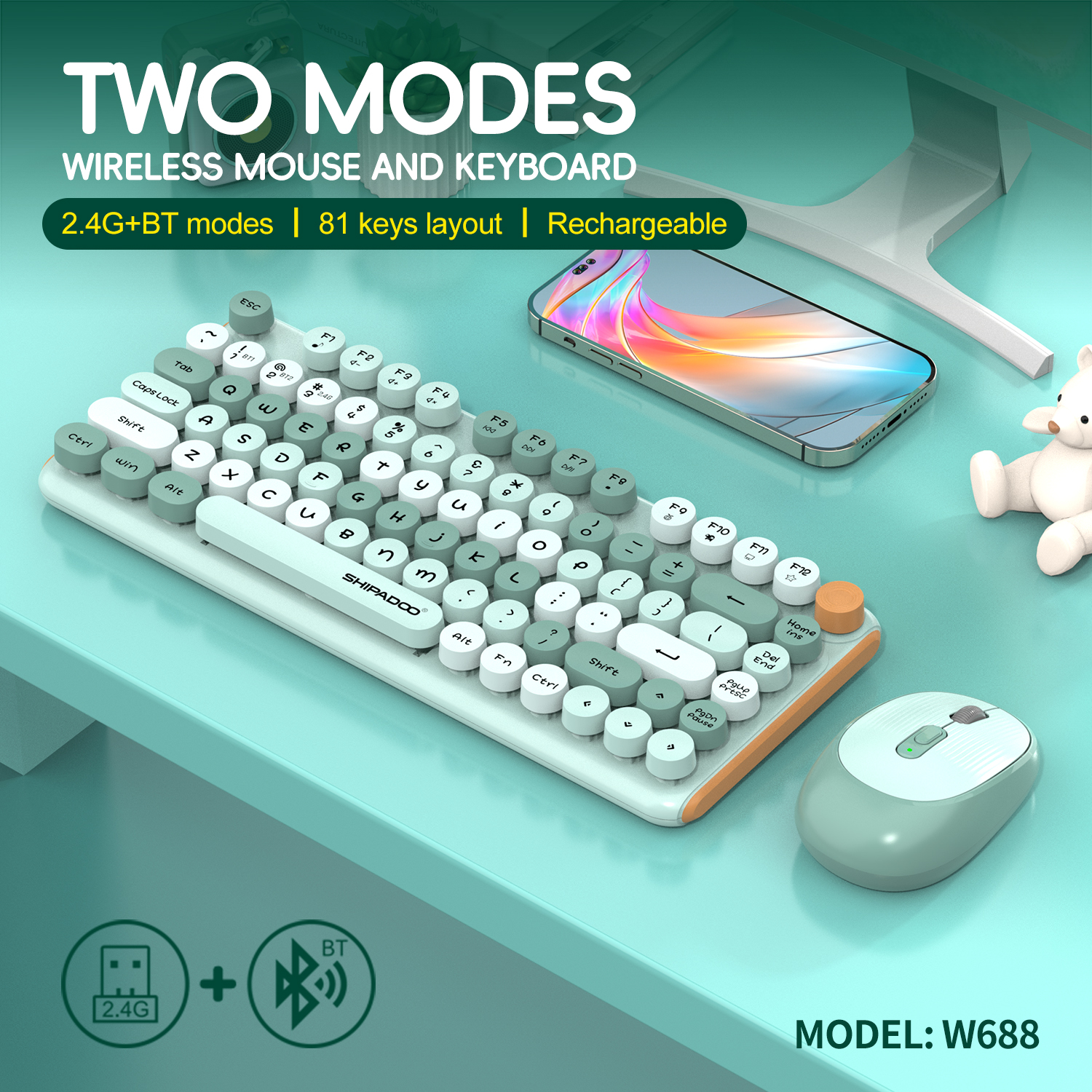 81 keys Bluetooth 2.4G Wireles - Gaming Keyboard And Mouse Combo Wireless avaliação e preço