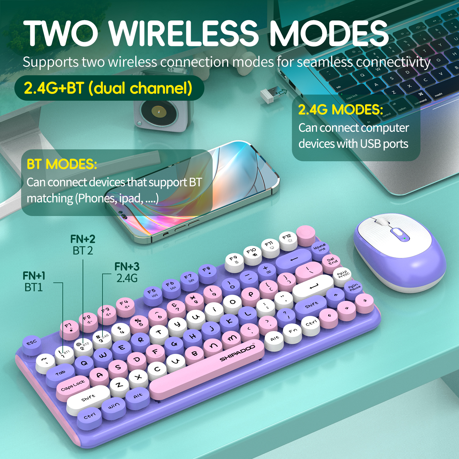 81 keys Bluetooth 2.4G Wireles - Gaming Keyboard And Mouse Combo Wireless avaliação e preço
