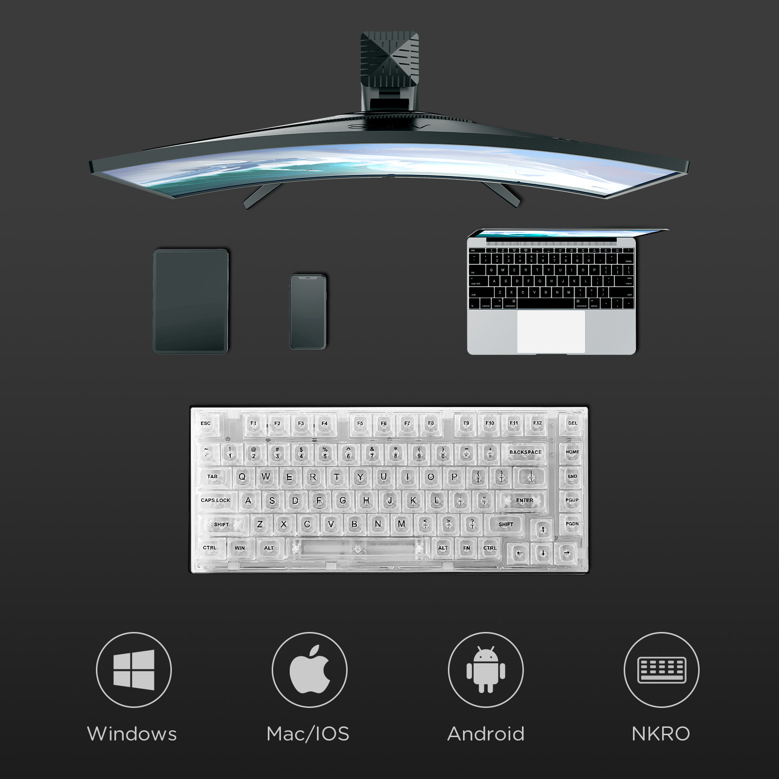 YUNZII X75 White 82 Keys Hot S - Keyboard Gaming Transparent avaliação e preço