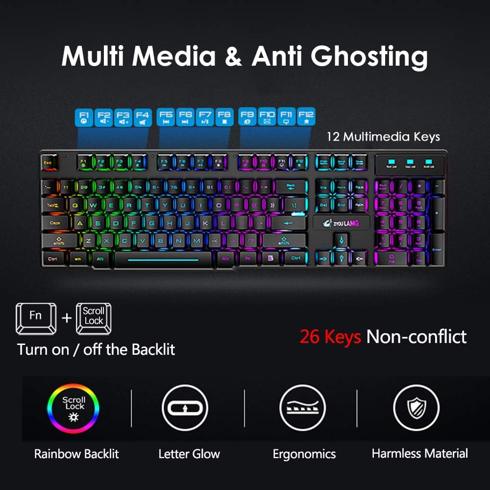 MAMBASNAKE x ZIYOU LANG T3 Wir - Gaming Keyboard And Mouse Combo Wireless avaliação e preço