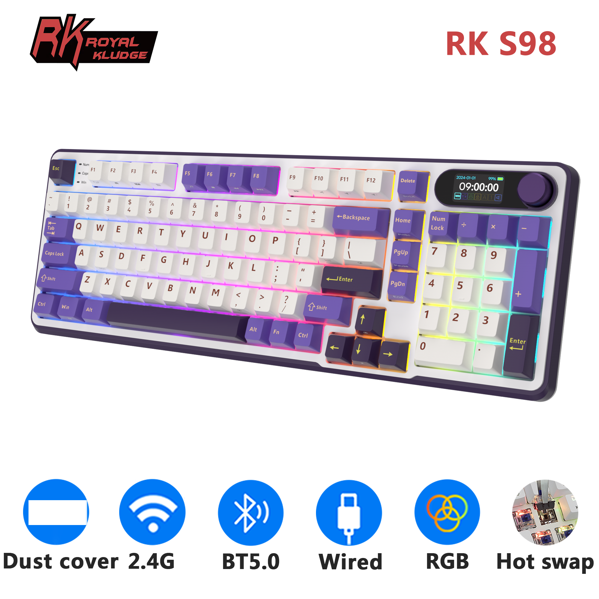 RK S98 ROYAL KLUDGE Wireless G - Gaming Keyboard Thocky avaliação e preço