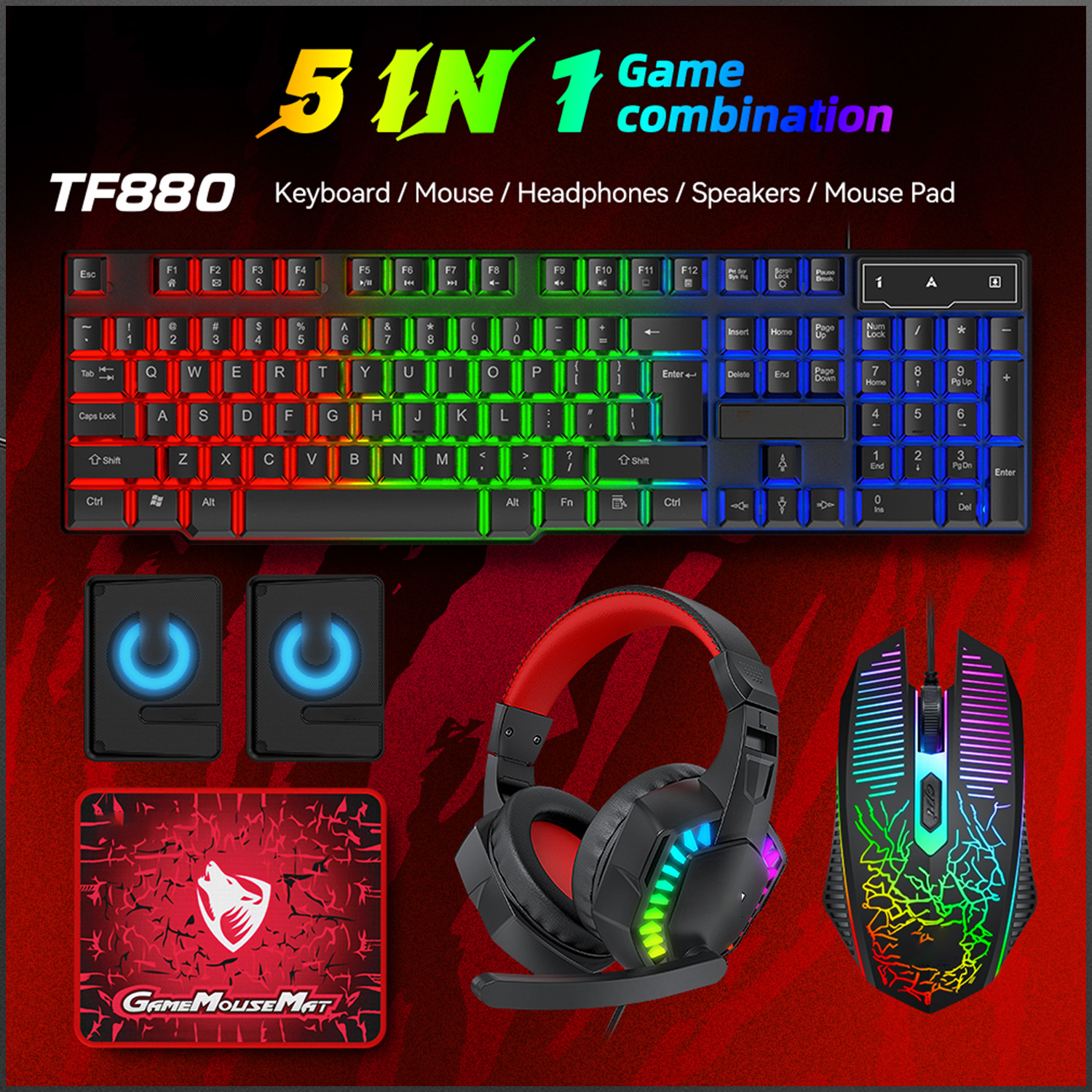 5-in-1 Set Gaming Combo Keyboa - Gaming Keyboard Mouse Set avaliação e preço