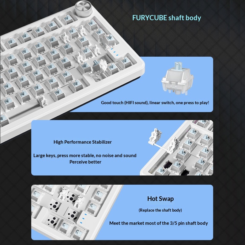 Furycube Rx75 Pro Tri Mode Rus - Gaming Keyboard Not Typing avaliação e preço