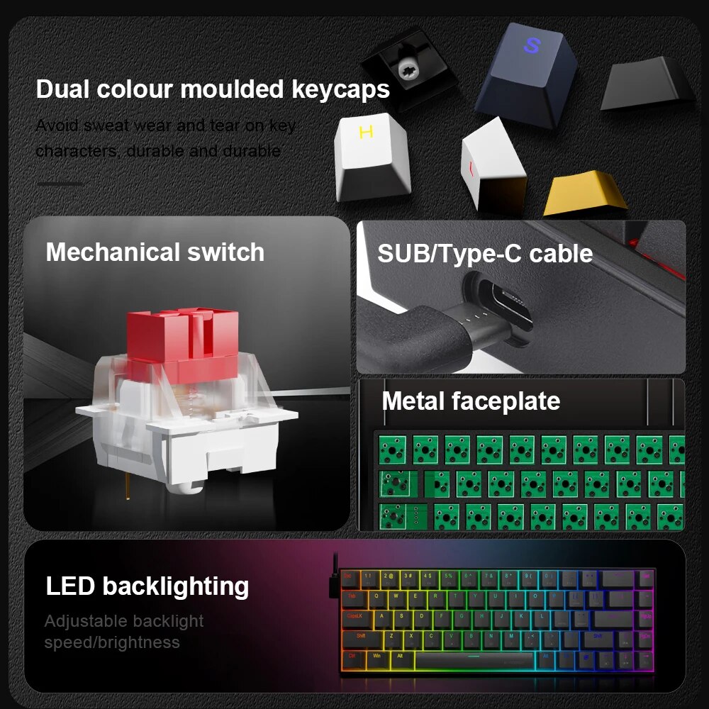 E-YOOSO Z686 RGB USB 60% Mini  - Gaming Keyboard E Yooso avaliação e preço