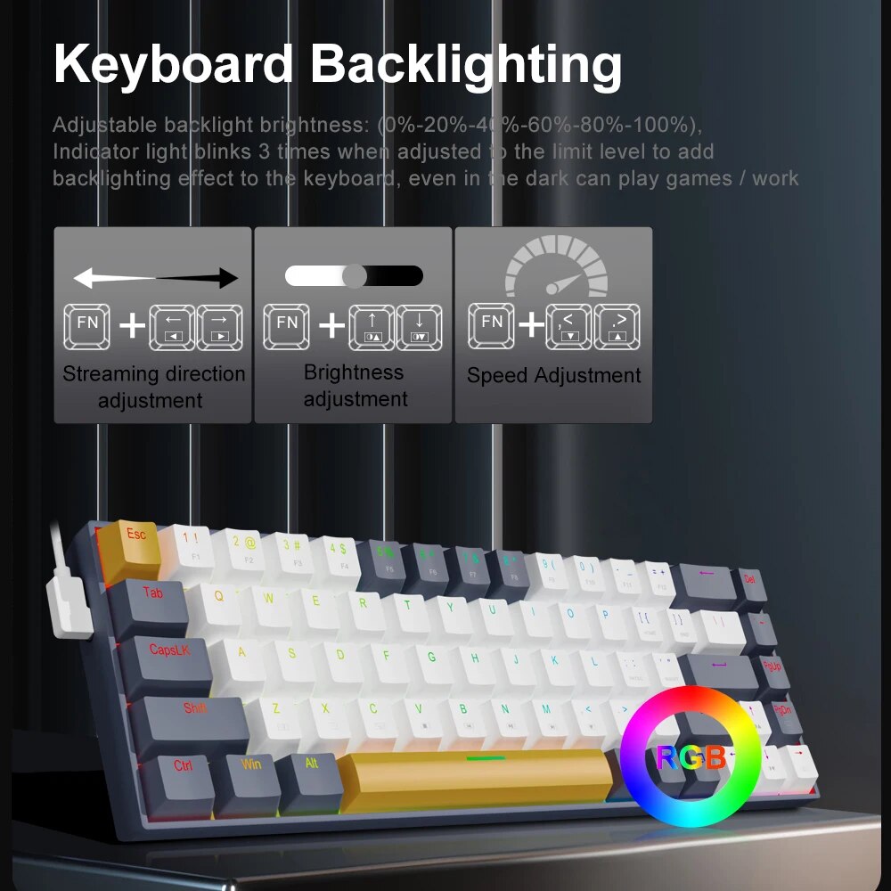E-YOOSO Z686 RGB USB 60% Mini  - Gaming Keyboard E Yooso avaliação e preço