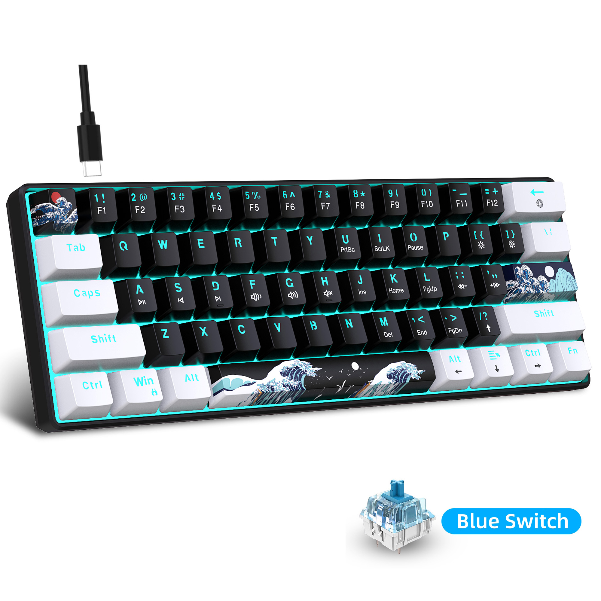 60% Mechanical Keyboard, Gamin - Gaming Keyboard Blue Switches avaliação e preço