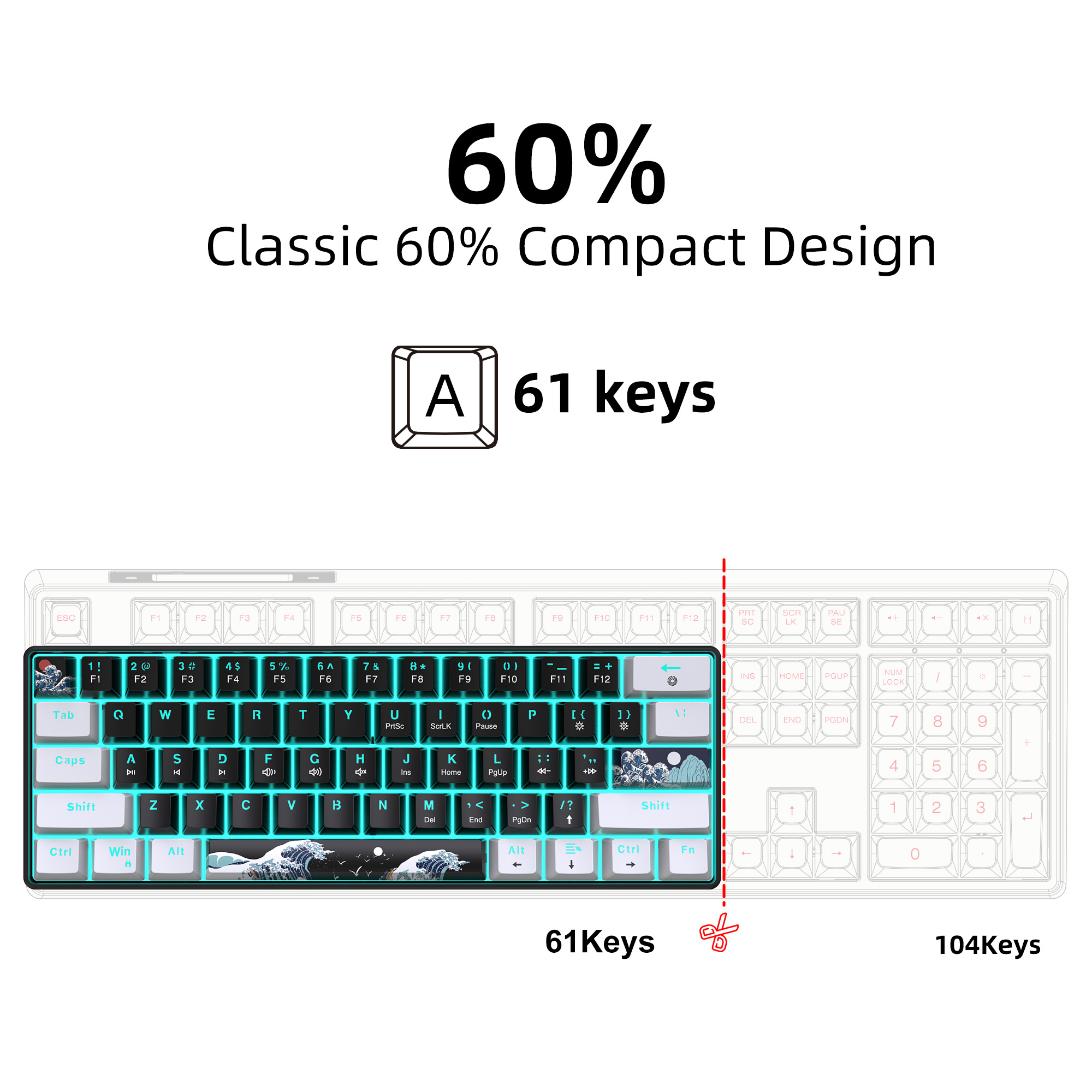 60% Mechanical Keyboard, Gamin - Gaming Keyboard Blue Switches avaliação e preço