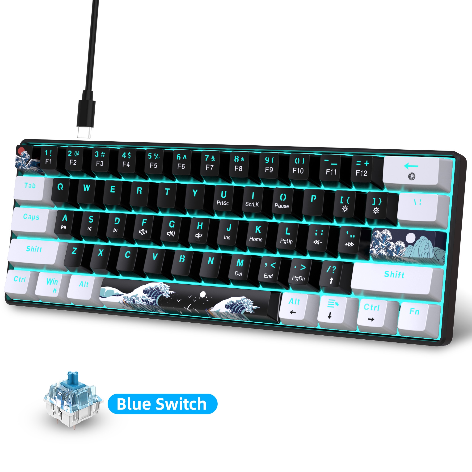 60% Mechanical Keyboard, Gamin - Gaming Keyboard Blue Switches avaliação e preço