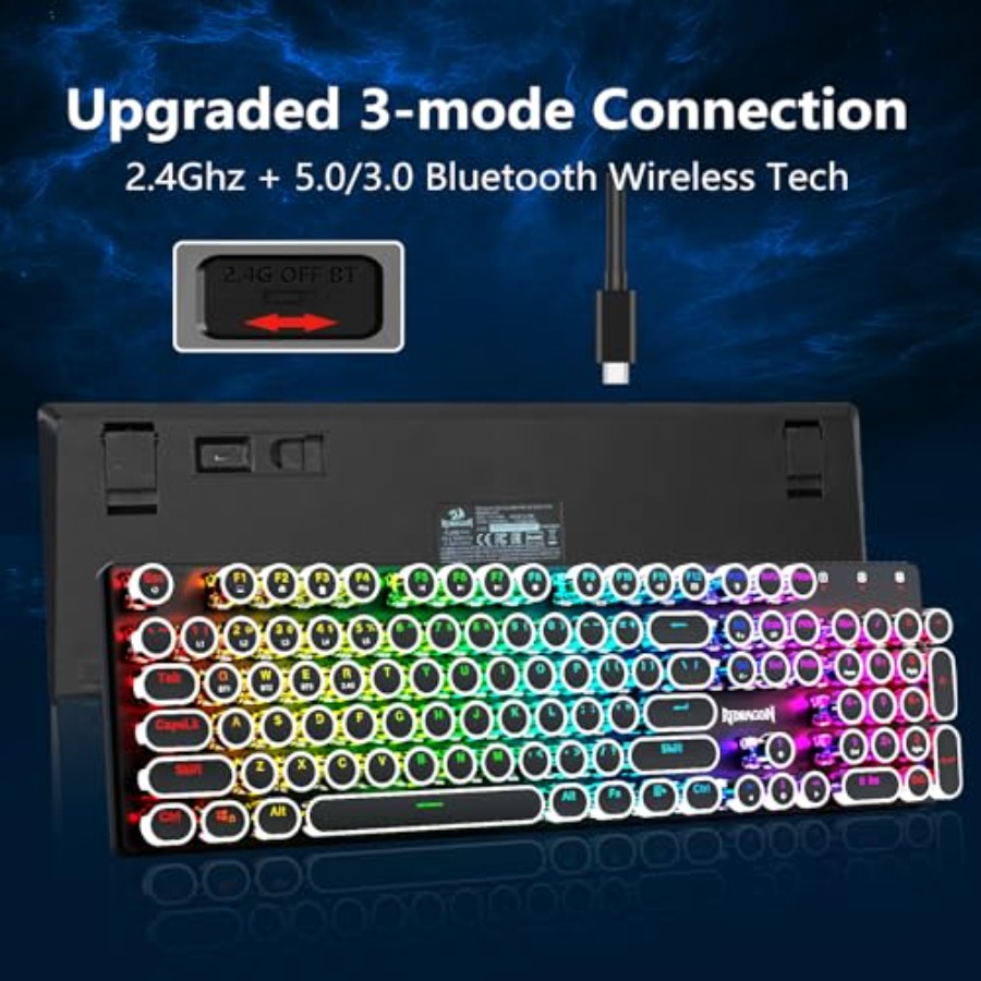 K710 Wireless Typewriter Style - Gaming Keyboard Blue Switches avaliação e preço
